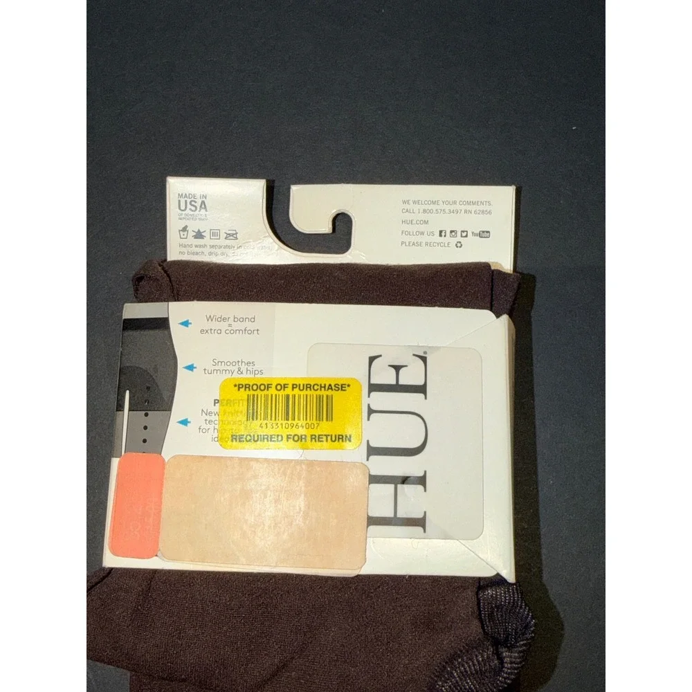 Hue Super Opaque Tights Brown 90 Denier Smooth Control Top Size 3 Made in USA